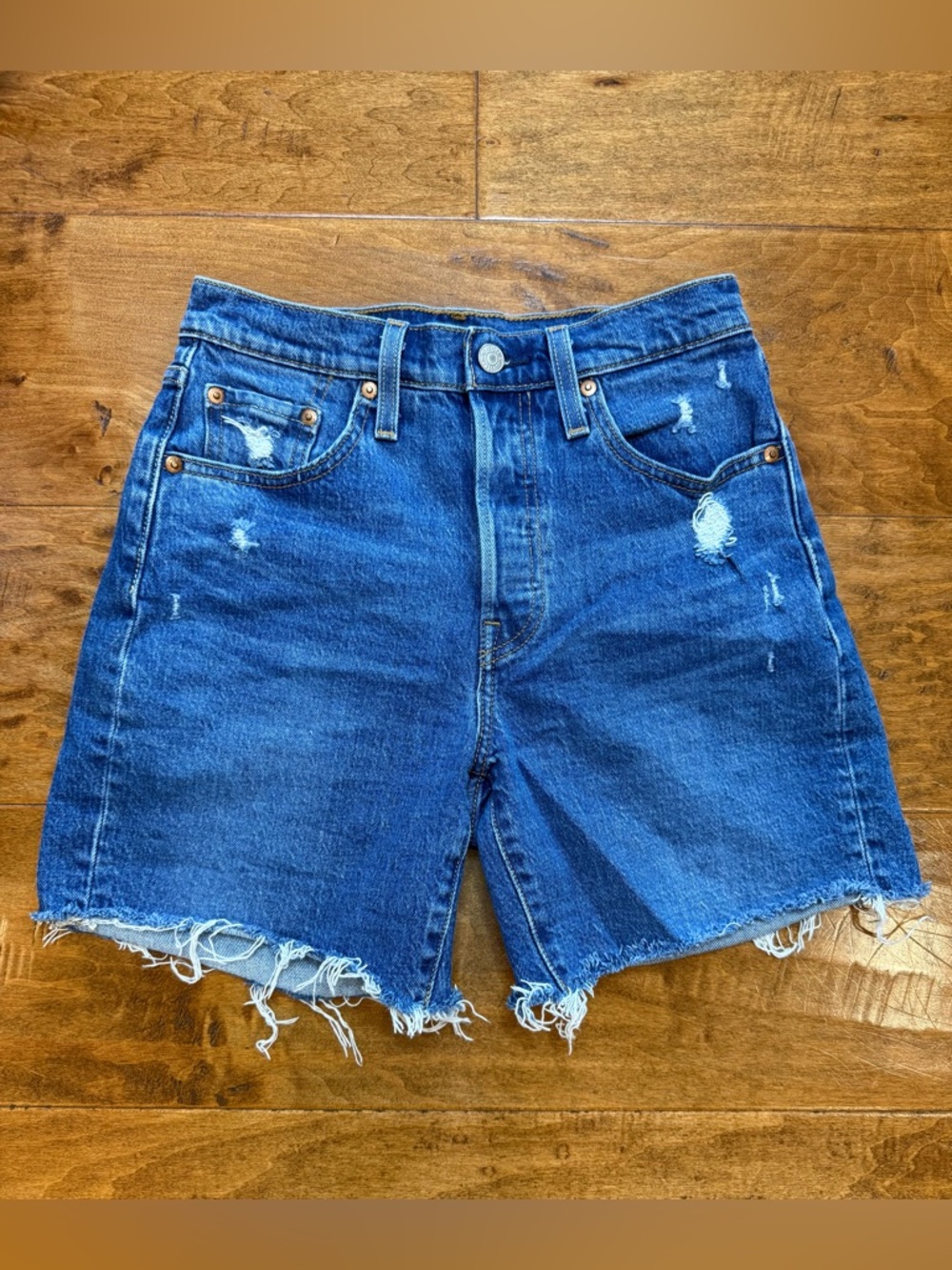 Levi’s 501 Original High Rise Cutoff Shorts Raw Hem Distressed W25